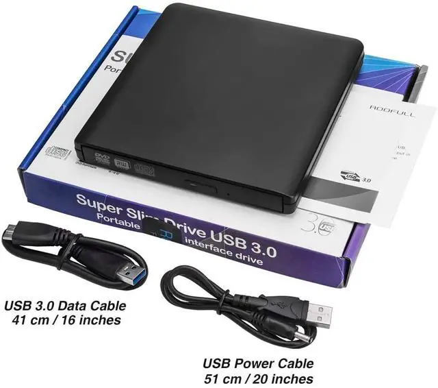Alt view image 7 of 7 - WRIARICH External CD DVD Drive USB 3.0 and Type-C Portable CD/DVD Player for Laptop CD Drive Reader Writer Burner Compatible with Laptop Desktop PC Windows Linux Apple Mac Black