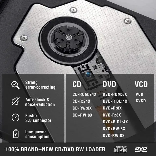 Alt view image 6 of 7 - WRIARICH Aluminum External CD DVD Drive USB 3.0 Type-C Portable DVD/CD ROM +/-RW Drive Burner Rewriter for Windows 10 Laptop Desktop PC, MacBook Pro/ Air, iMac Black