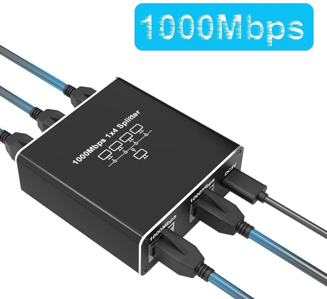 Main image of Ethernet Splitter 1 to 4 1000Mbps High Speed RJ45 LAN Splitter Adapter Gigabit Fast Internet CAT 5 5e 6 7 8 Network Cable Multi Port Splitter HUB for Home Office Business