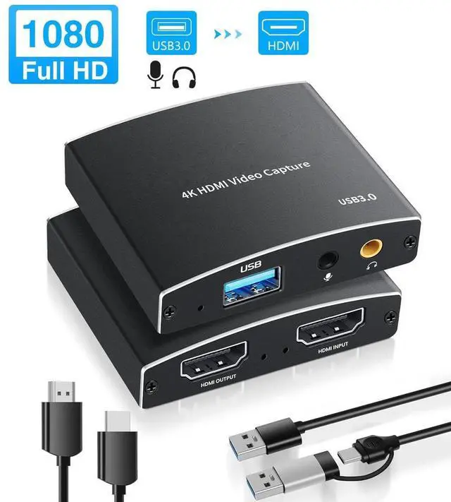 Main image of 4K Capture Card,Audio Video Capture Card with Microphone 4K HDMI Loop-Out, 1080p 60fps Video Recorder for Gaming/Live Streaming/Video Conference, Works for Nintendo Switch/PS4/OBS/Camera/ PC
