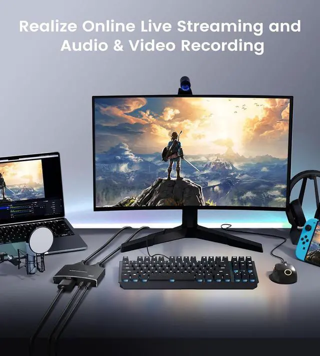 Alt view image 4 of 7 - 4K Capture Card for Live Streaming, 1080P 60FPS Game Capture Card with USB & Microphone HDMI Loop-Out, Capture Card for Recording Compatible with Game Recording, Live Streaming Broadcasting