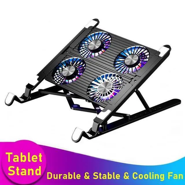 Main image of WRIARICH Laptop Tablet Stand with 4 High-speed Fan, Ergonomic Foldable Laptop Tablet Mount Computer Stand for Desk, Laptop Tablet Riser Notebook Stand Compatible with 11-17.3 inch Tablet Notebook