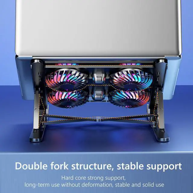 Alt view image 4 of 7 - WRIARICH Laptop Tablet Stand with 4 High-speed Fan, Ergonomic Foldable Laptop Tablet Mount Computer Stand for Desk, Laptop Tablet Riser Notebook Stand Compatible with 11-17.3 inch Tablet Notebook