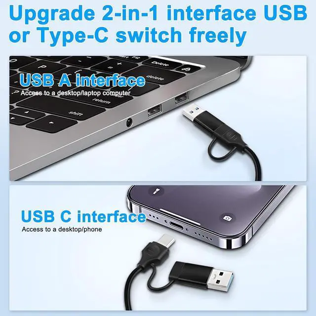 Alt view image 3 of 7 - WRIARICH Portable 4K30 1080P 60fps HDMI-compatible to USB3.0/USB-C HD Video Capture Card Durable Audio Converter Live Recording Box works with PC and Mac