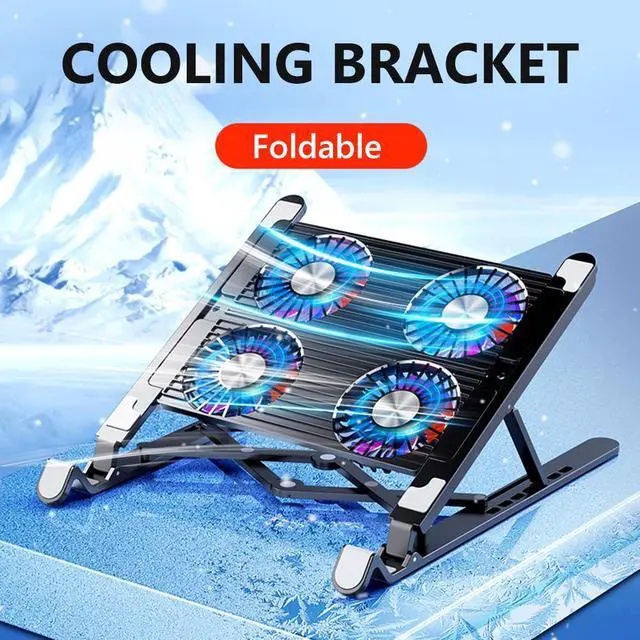 Alt view image 2 of 7 - Notebook Stand Mount, Foldable Portable Computer Riser with Foldable Desktop Laptop Tablet Holder with 4 High-speed Fan Compatible with MacBook Air Pro, All 11-17.3 Inches Tablet or Laptop Notebook