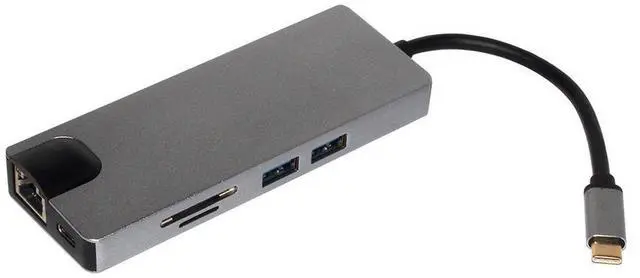 Alt view image 2 of 7 - Multiport Adapter 8 in 1 USB C to HDMI 4K,Micro SD/TF Card Reader,VGA,USB 3.0,Enthernet,PD Charge Port,Type C UHD Digital Converter Hubs for MacBook 2017, USB C Thunderbolt 3 Compatible Device