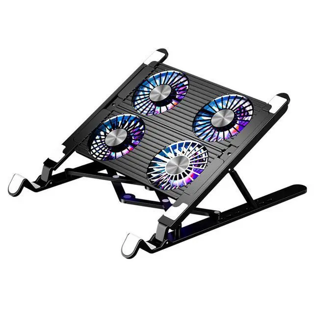Main image of Laptop Tablet Stand for Desk with 4 High-speed Fan Compatible with Mac MacBook Pro Air Apple Notebook, Portable Holder Ergonomic Elevator Metal Riser for All 11-17.3 Inches Tablet or Laptop Notebook