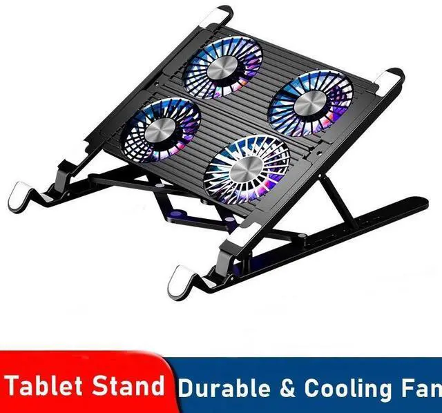 Main image of Laptop Tablet Stand Mount Portable - Foldable Height Adjustable Ergonomic Notebook Stand Holder with 4 High-speed Fan for Desk, Compatible with 11-17.3" MacBook Air Pro, Dell XPS, HP Laptop Tablets