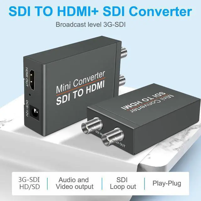 Alt view image 2 of 7 - SDI to HDMI Converter, Mini SDI to HDMI Audio Video Converter Adaptr Support 3G-SDI, HD-SDI, SD-SDI with SDI Loopout for Camera HDTV