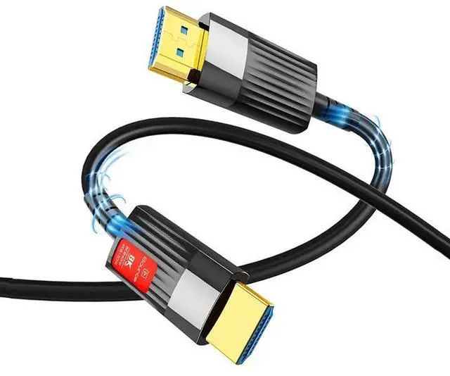 Main image of 16ft - Long 8K Fiber Optic HDMI Cable, HDMI2.1 Unidirectional 48Gbps Ultra High-Speed Slim HDMI Cord 8K60Hz 4K120Hz HDR/eARC HDCP 2.2/3D Compatible for PS5 and DVD Player, Black
