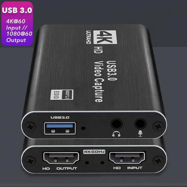 Main image of Audio Video Capture Card, 4K HDMI USB3.0 Capture Adapter 1080P 60fps Video Capture Device Portable Video Converter for Video Recording Gaming Streaming Live Broadcast ,Support PS4 X-Box Camcorder