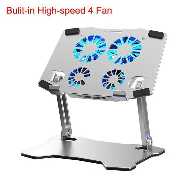 Alt view image 2 of 7 - Aluminum Tablet Stand for Desk with 4 High-speed Fan Compatible with Mac MacBook Pro Air Apple Notebook, Detachable Portable Holder Ergonomic Elevator Metal Riser for 9-13 inch Tablet Notebook