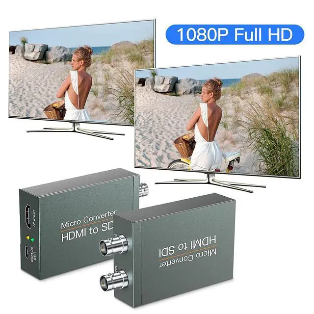 Alt view image 3 of 7 - 1080P HDMI to SDI Converter, HDMI to SD-SDI HD-SDI 3G-SDI Audio Video Adapter,Support HDCP 1.3 1080P 60Hz for Camera Home Theater Monitora (with Power Supply)