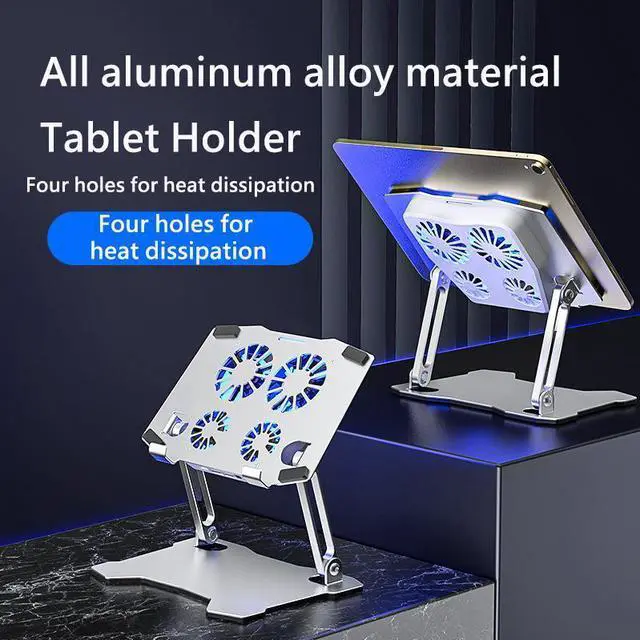 Main image of WRIARICH Tablet Stand Riser Portable - Foldable Height Adjustable Ergonomic Computer Notebook Stand Holder Lift with 4 High-speed Fan for Desk, Compatible with MacBook Air Pro, Dell XPS, HP Tablets
