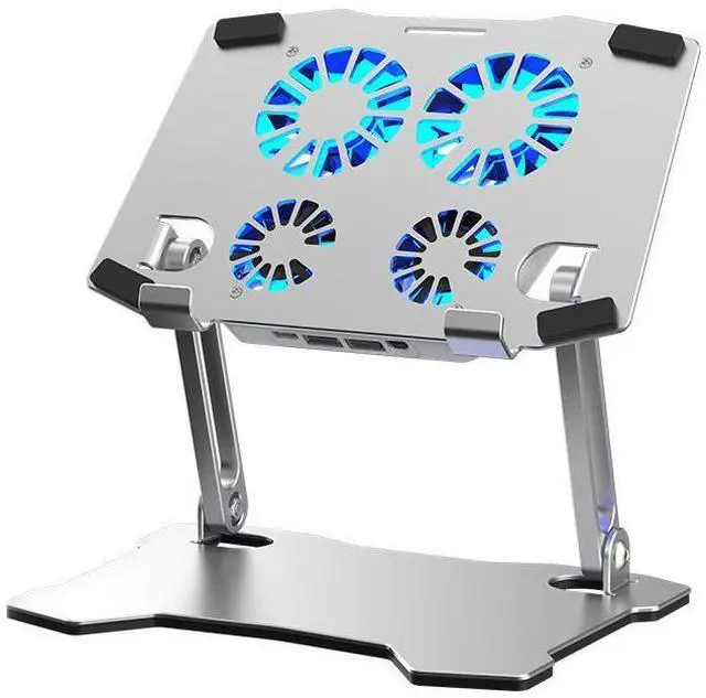 Main image of Tablet Stand, Ergonomic Adjustable Notebook Stand, Aluminum Portable Computer Riser with Foldable Desktop Tablet Holder with 4 High-speed Fan Compatible with MacBook Air Pro, All 12.9 9.7 Inch Tablets