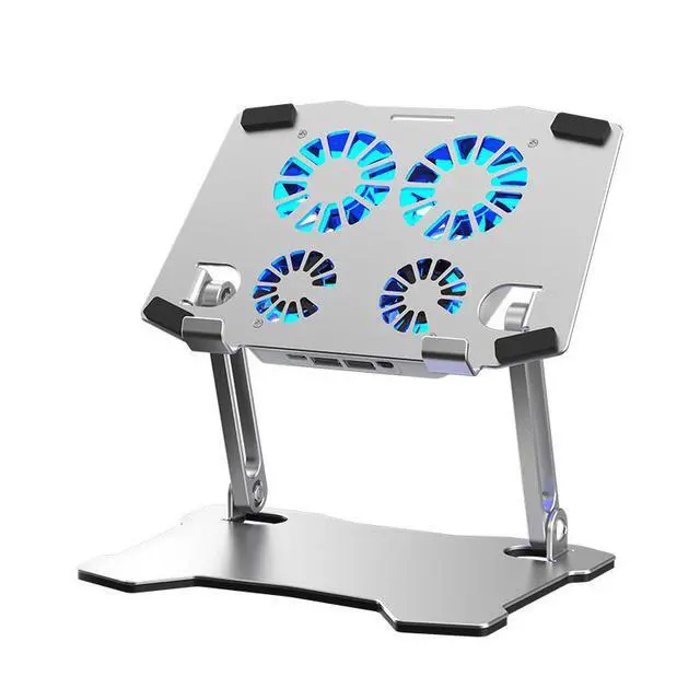 Alt view image 2 of 7 - WRIARICH Tablet Stand with 4 High-speed Fan, Aluminum Computer Riser, Ergonomic Tablets Elevator for Desk, Metal Holder Compatible with Macbook Pro 12.9" 9.7" iPad