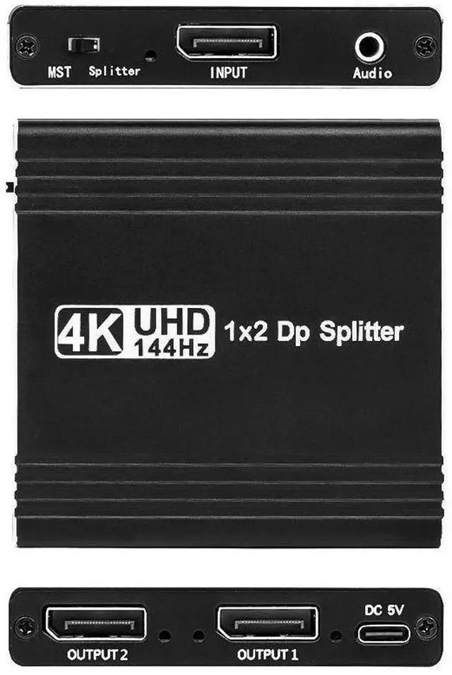 Main image of WRIARICH DisplayPort to Dual Display Port Splitter, 4K@144Hz Display Port Adapter with Audio Extractor, 4K@120Hz 60Hz DP Splitter 1 in 2 Out Support Mirror/Extend Mode(MST)