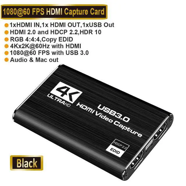 Main image of WRIARICH Audio Video Capture Card,4K HDMI USB 3.0 Capture Adapter Video Converter 1080P 60fps Portable Capture Device for Video Game Recording Live Streaming Broadcasting,Support PS4 Xbox One Camera