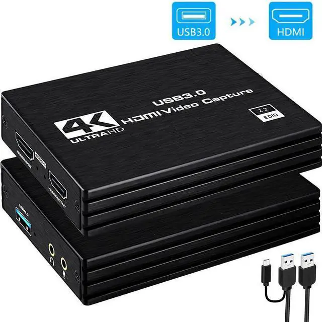 Main image of 4K 60Hz Audio Video Capture Card with Mic & 4K HDMI Loop-Out, 1080p 60fps Video Recorder for Gaming/Live Streaming/Video Conference, Works for Nintendo Switch/PS4/OBS/Camera/ PC
