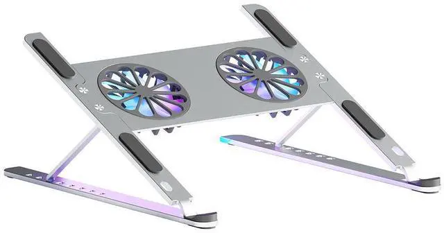 Alt view image 2 of 7 - Laptop Tablet Stand with Fan,Adjustable Laptop Tablet Stand,Multi-Angle Stand,Phone Stand Portable Foldable Laptop Tablet Riser Notebook Holder Stand for All 11-17.3 Inches Tablet or Laptop Notebook
