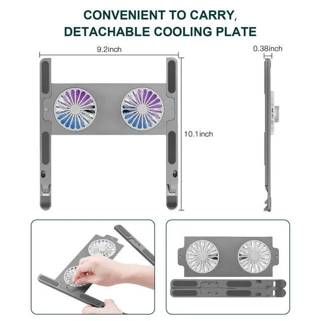 Alt view image 3 of 7 - Laptop Tablet Stand with Fan,Adjustable Laptop Tablet Stand,Multi-Angle Stand,Phone Stand Portable Foldable Laptop Tablet Riser Notebook Holder Stand for All 11-17.3 Inches Tablet or Laptop Notebook