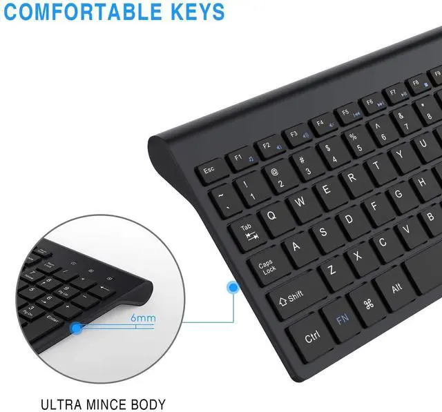 Alt view image 6 of 7 - Wireless Keyboard and Mouse, 2.4G Full-Size Keyboard and Mouse Combo, Full Size with Number Pad for PC Desktops, Laptops & Windows (Black)
