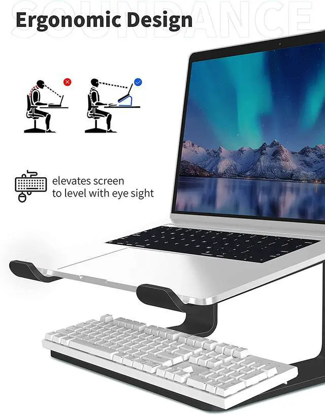 Alt view image 4 of 7 - Laptop Stand for Desk, Adjustable Laptop Stand for Desk, Laptop Riser for MacBook Pro and Air 13 15 16 inch, Laptop Stands Adjustable, Ergonomic Computer Stand, Notebook Stand Patented (Black)