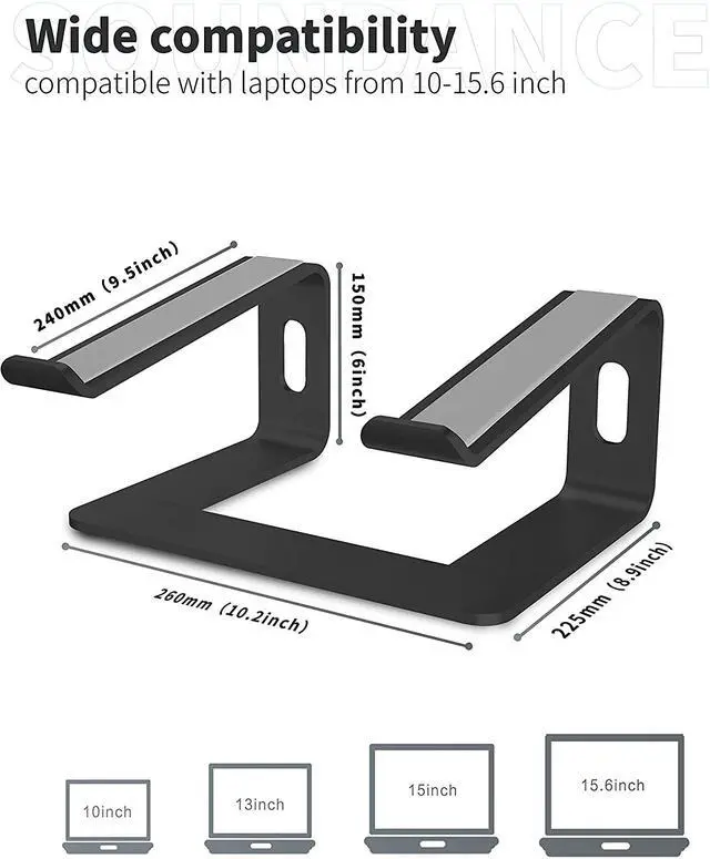 Alt view image 2 of 7 - Laptop Stand for Desk, Adjustable Laptop Stand for Desk, Laptop Riser for MacBook Pro and Air 13 15 16 inch, Laptop Stands Adjustable, Ergonomic Computer Stand, Notebook Stand Patented (Black)