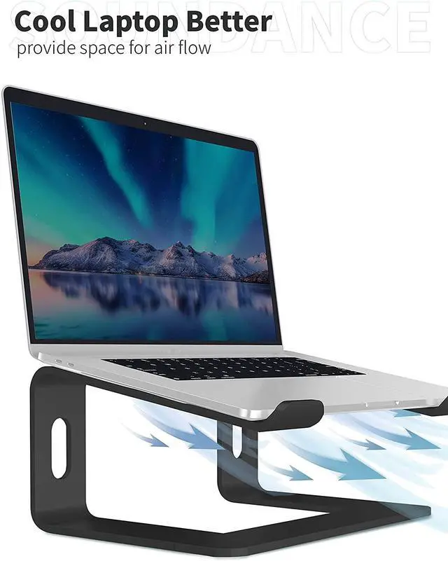 Alt view image 5 of 7 - Laptop Stand for Desk, Adjustable Laptop Stand for Desk, Laptop Riser for MacBook Pro and Air 13 15 16 inch, Laptop Stands Adjustable, Ergonomic Computer Stand, Notebook Stand Patented (Black)