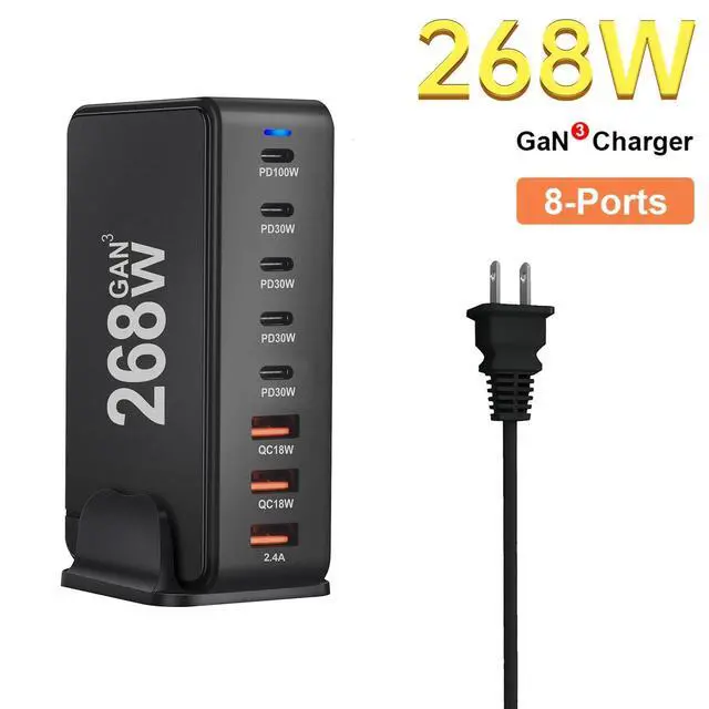 Main image of WRIARICH 268W 8-Ports USB C Charger | GaN PD100W PPS Super Fast Charging Station for MacBook Pro/Air/iPad Pro/iPhone