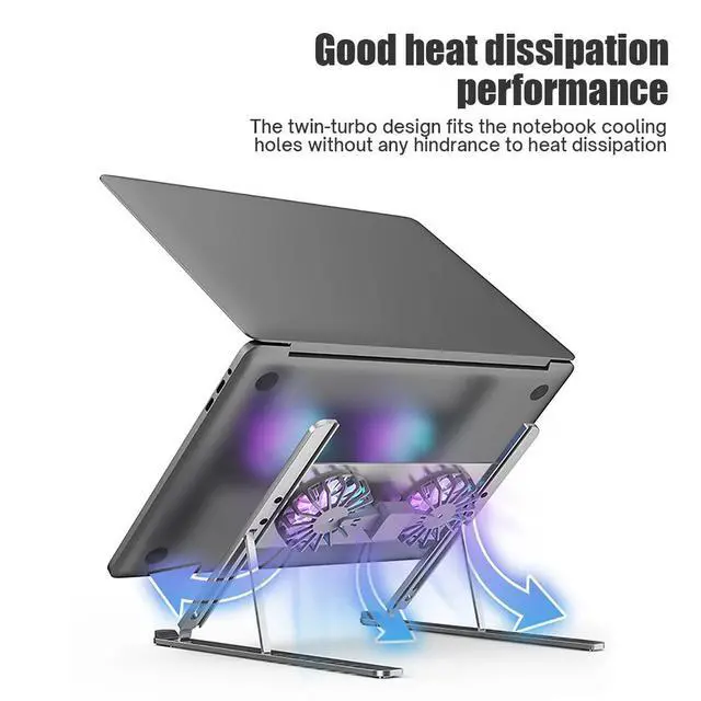 Alt view image 5 of 7 - Ultrabook Tablet Stand with Dual High-speed Cooling Fan, Laptop Tablet Mount for MacBook Pro and All 11-17.3 Inches Tablet or Laptop Notebook, Laptop Tablet Stands Adjustable, Ergonomic Computer Stand