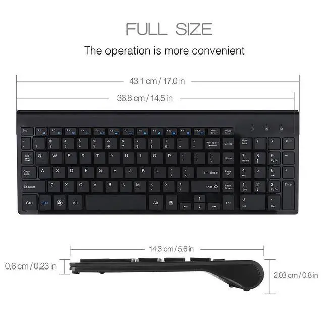 Alt view image 2 of 7 - WRIARICH Wireless Keyboard and Mouse,2.4G USB Ergonomic Full-Size Wireless Keyboard Mouse Combo for PC Laptop - Black
