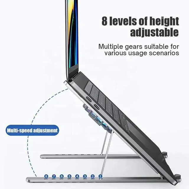 Alt view image 6 of 7 - WRIARICH Laptop Tablet Stand with Dual High-speed Fan, Ergonomic Foldable Laptop Tablet Mount Computer Stand for Desk, Laptop Tablet Riser Notebook Stand Compatible with 11-17.3 inch Tablet Notebook
