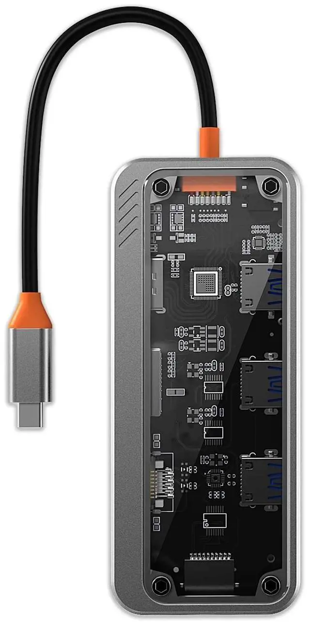 Main image of Transparent Docking Station Dual Monitor,10 in 1 USB C Docking Station USB C to HDMI Adapter with 4K HDMI, 100W PD, 3 USB3.0, Dual Monitor Adapter for MacBook Laptops Notebook