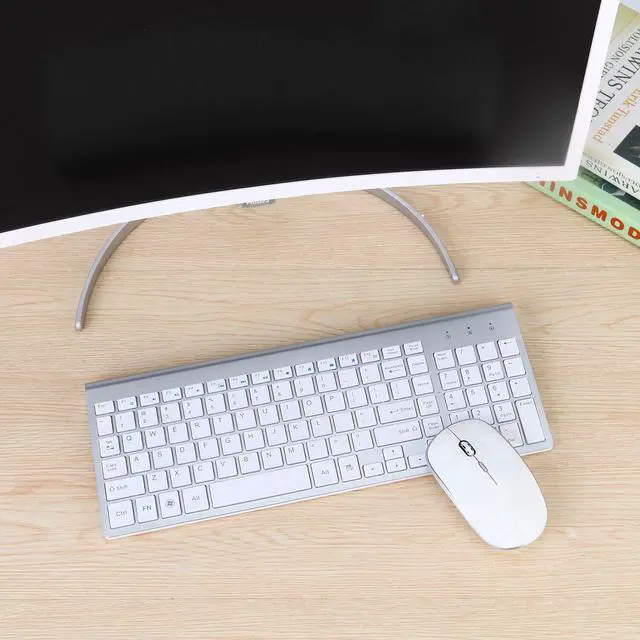 Alt view image 7 of 7 - Wireless Keyboard and Mouse, 2.4GHz Quiet Compact USB Keyboard Mouse Combo, Slim Small Computer Keyboard and Mouse Wireless for PC, Laptop, Desktop, Notebook (White)