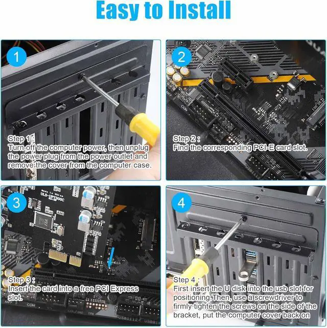 Alt view image 6 of 7 - WRIARICH PCI-E to USB 7-Port(3*USB C - 4*USB A) Expansion Card,PCI Express USB Add in Card, Internal USB3.0 Hub Converter for Desktop PC Host Card Support Windows 10/8/7/XP and MAC OS 10.8.2 Above