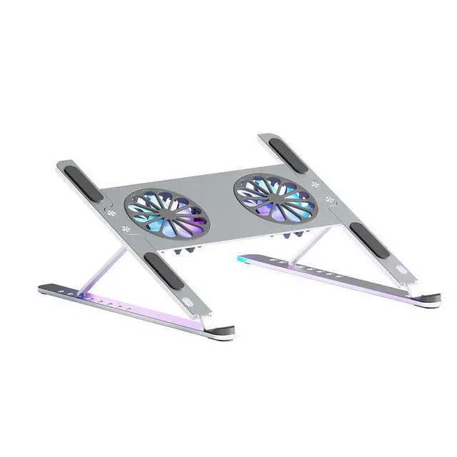 Alt view image 2 of 7 - WRIARICH Laptop Tablet Stand with Dual High-speed Fan, Foldable Computer Riser, Ergonomic Laptop Tablets Elevator for Desk, Metal Holder Compatible with 11-17.3 inch Tablet Notebook