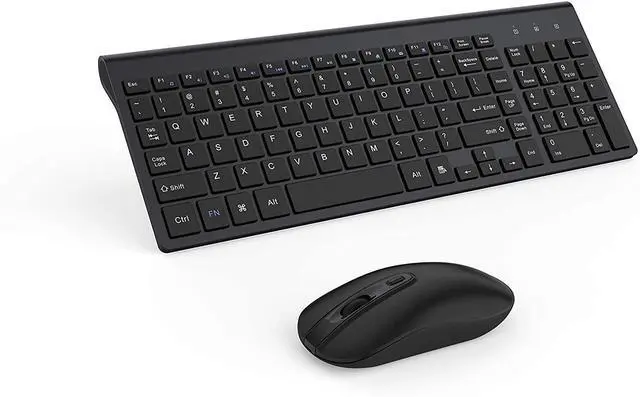 Main image of Wireless Keyboard Mouse Combo, 2.4GHz Ultra Slim Compact Full Size Wireless Keyboard Mouse for Computer, Laptop, PC, Desktop, Notebook, Windows 7, 8, 10-(Black)