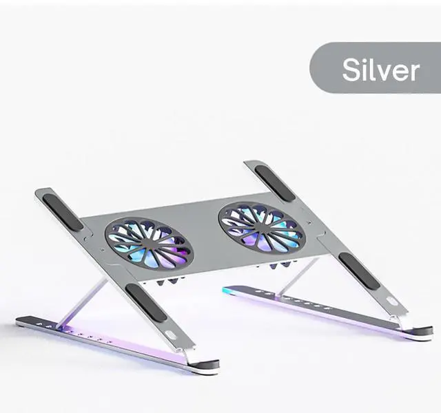 Main image of Notebook Stand Mount, Foldable Portable Computer Riser with Foldable Desktop Laptop Tablet Holder with Dual High-speed Fan Compatible with MacBook Air Pro, All 11-17.3 Inches Tablet or Laptop Notebook
