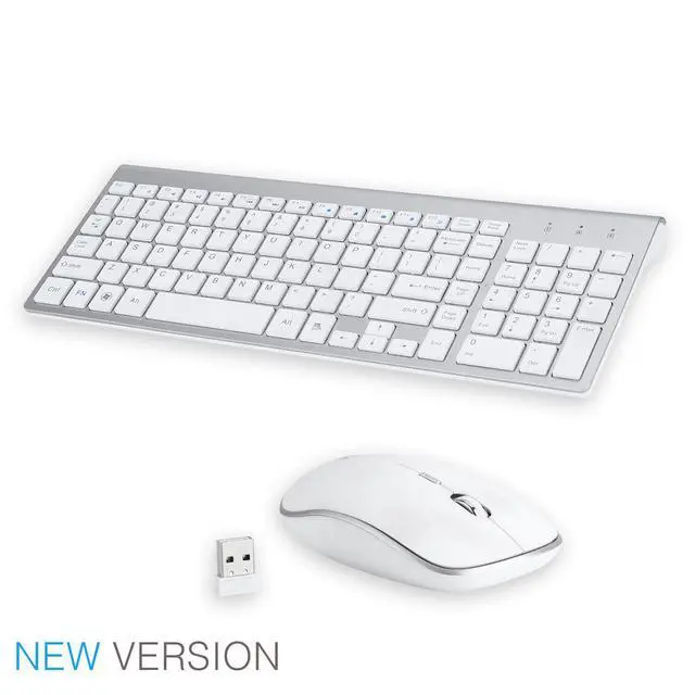 Main image of 2.4G Wireless Keyboard and Mouse Combo, E168 2.4GHz Ultra Thin Full-Sized Silent Wireless Keyboard Mouse Combo with Number Pad for Computer, Laptop, PC, Notebook, Desktop, Windows 7, 8, 10 (White)