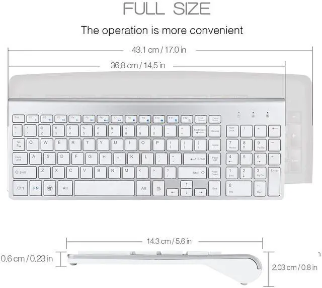 Alt view image 2 of 7 - 2.4G Wireless Keyboard and Mouse Combo, E168 2.4GHz Ultra Thin Full-Sized Silent Wireless Keyboard Mouse Combo with Number Pad for Computer, Laptop, PC, Notebook, Desktop, Windows 7, 8, 10 (White)