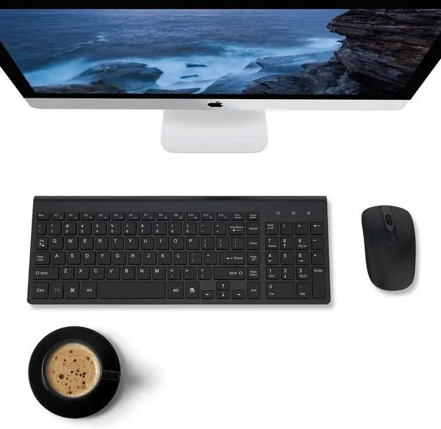 Alt view image 7 of 7 - Wireless Keyboard Mouse, E168 2.4GHz Ultra Thin Compact Portable Small Wireless Keyboard and Mouse Combo Set for PC, Desktop, Computer, Notebook, Laptop, Windows XP/Vista / 7/8 / 10 (Black)