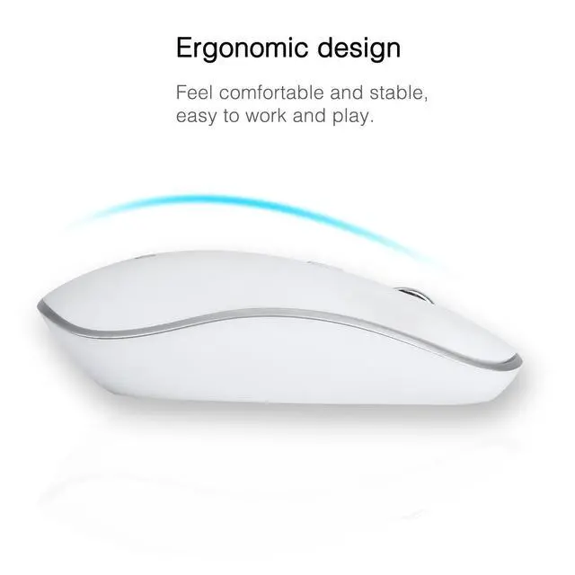 Alt view image 6 of 7 - E168 Wireless Keyboard and Mouse Combo,Full Size Quiet US Layout Slim Travel Compact Compatible with iMac MacBook PC Laptop Tablet Notebook Windows10 (White)