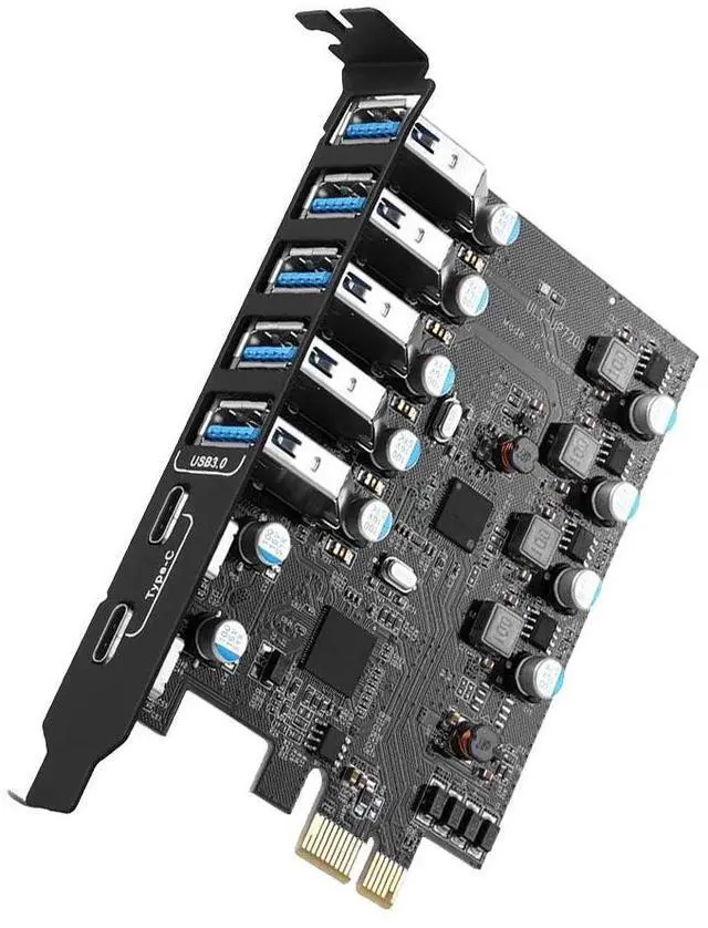 Main image of WRIARICH PCI Express Expansion Card, USB 3.0 7 Port Front Expansion Card, Connect 7 Devices Expanded - (2X USB C - 5X USB A)