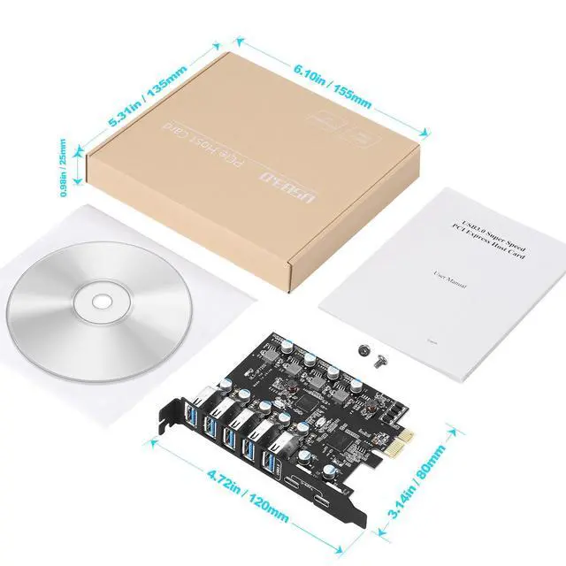 Alt view image 7 of 7 - WRIARICH PCI Express Expansion Card, USB 3.0 7 Port Front Expansion Card, Connect 7 Devices Expanded - (2X USB C - 5X USB A)