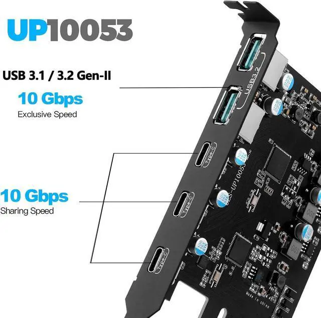 Alt view image 2 of 7 - WRIARICH PCI-E to 10Gbps USB3.2 5-Port(3*USB C - 2*USB A) Expansion Card,PCI Express USB Add in Card, Internal USB Hub Converter for Desktop PC Host Card Support Windows 10/8/7/XP and MAC OS