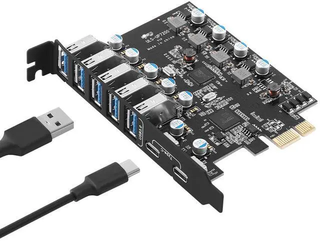 Main image of WRIARICH PCIE to USB Expansion Card, 7-Port (5X USB 3.0 A,2X USB C) Superspeed 5Gbps Front Expansion Card, USB PCIE Expansion Card for Win XP Win7 Win 8 Win 10 Win 11 Linux