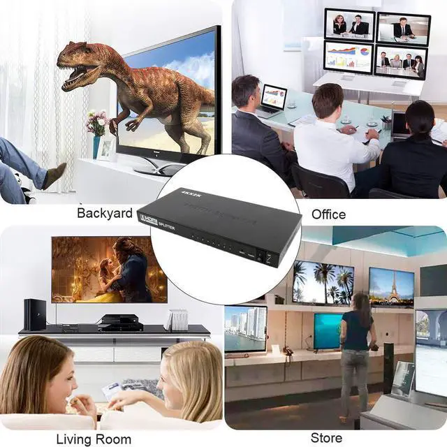 Alt view image 7 of 7 - 1x8 8 Ports 4K HDMI Powered Splitter V1.4 for Full HD 1080P & 3D Support (One Input to Eight Outputs), Power Supply Adapter Include