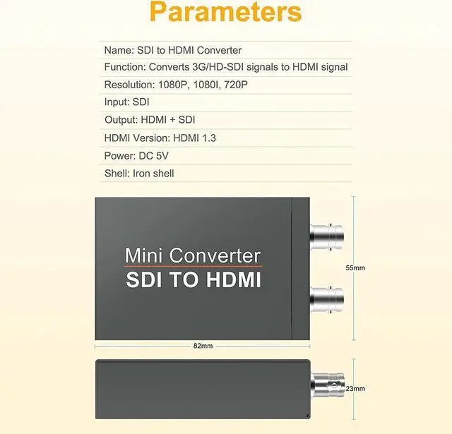 Alt view image 4 of 7 - 1080P SDI to HDMI Converter,Mini SDI to HDMI Audio Video Converter Adaptr Support 3G-SDI, HD-SDI, SD-SDI with SDI Loopout for Camera HDTV (OZH5)