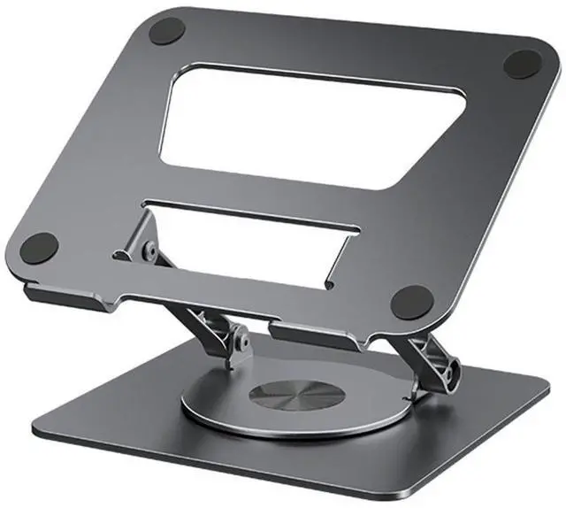 Main image of Swivel Adjustable Laptop Stand for Desk, Ergonomic Laptop Riser for Desk, Stable Laptop Holder for Collaborative Working, Suit for 10-17.3" PC Computer, Dual Shaft - Gray